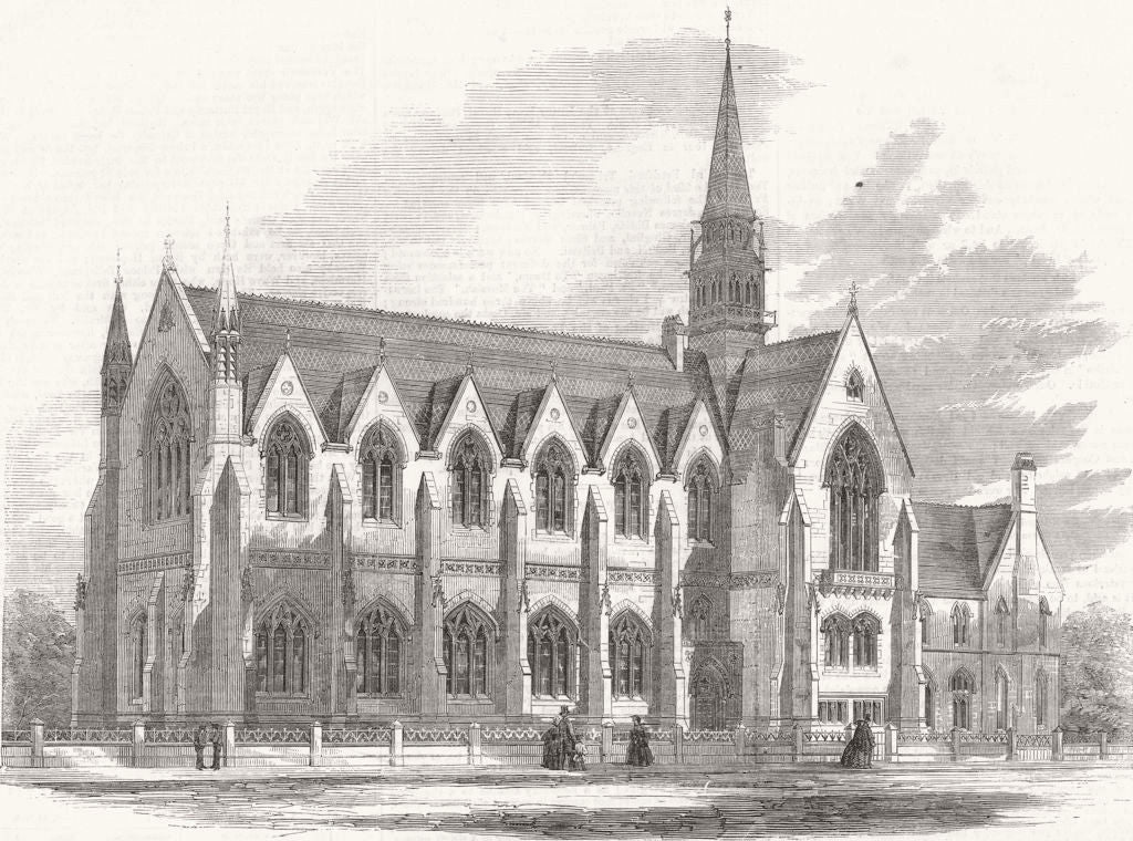 YORKS. The Leeds New Grammar School, Woodhouse Moor 1859 old antique print